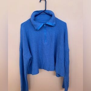 SHEIN blue baggy quarter zip knit